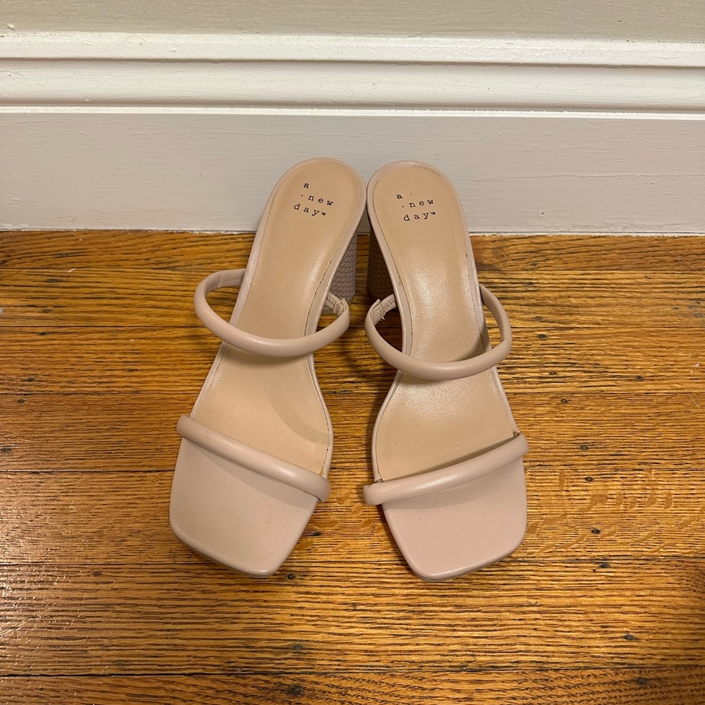 Nude Heels with Block Heel and Straps